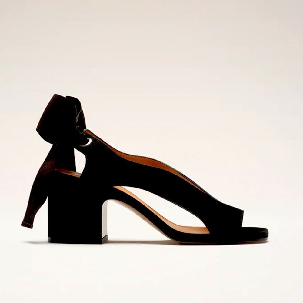 NOMASEI Camoscio Sandal Black Suede with Bow detail!